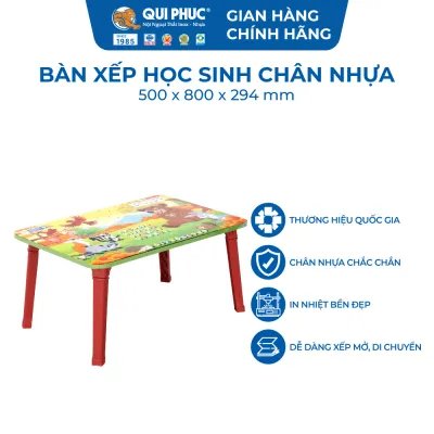 Bàn Học Sinh Ngồi Bệt Chân Nhựa - Chính Hãng Qui Phúc - Mặt Bàn Dày Bền Đẹp - Chịu Tải 50kg