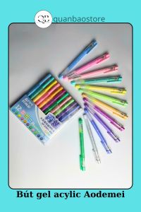 Bộ 12 màu bút gel acylic Aodemei GP-2956 màu pastel. Bút gel sử dụng mực acylic ngòi bút 1.0mm