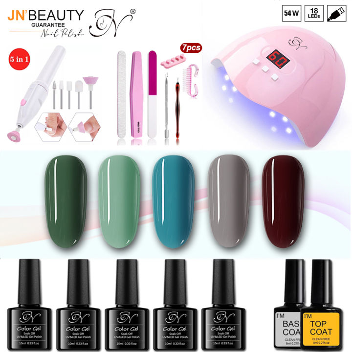 Nail Polish Nude Colors Set Manicure Kits 5colors Gel Polish Top And ...