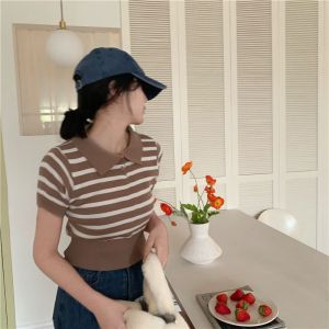 Áo Len Cộc Tay Kẻ 2 KHUY Cổ Bẻ Hàng Quảng Châu - LCXA158