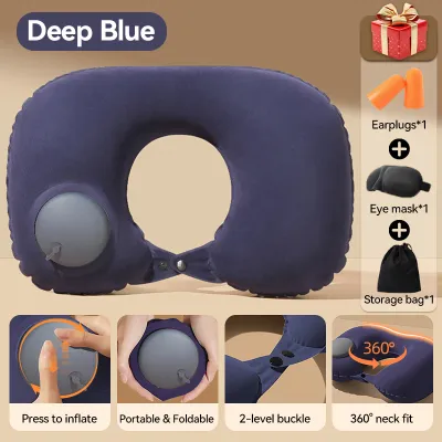 Travel Press Type Portable Inflatable Pillow Travel Air Pillow Pvc Nylon Nap Pad Camping Air Cushion