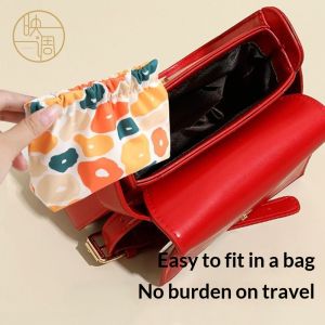 Rosy Recess Compact Printed Cosmetic Bag with Elastic Closure - Stylish & Portable Organizer for Keys Makeup and Daily Essentials