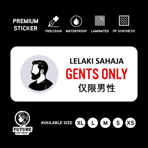 Ladies Gents Only. Wanita Lelaki Sahaja. 仅限女性男性. Sticker Sign Signage. Khas For Female Woman Women Girl Male Man Men.