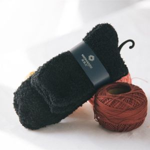 1 Pair Autumn Winter Coral Velvet Warm Mid Length Mens Socks Thickened Solid Color Soft Indoor Mid-Tube Sock