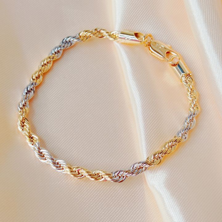 Grand Cable 5mm Sailor's Knot Bracelet in Sterling Silver & 14K Yellow Gold  Wraps | The Gilded Oyster