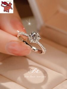 original 916 gold ring six claw diamond ring woman luxury design temperament jewelry engagement ring