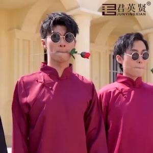 中式伴郎服结婚礼服唐装男中国风马褂相声服迎亲长袍兄弟团装8 6