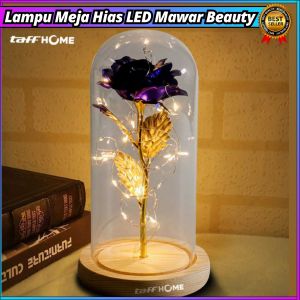COD TaffHOME Lampu Meja Hias LED Mawar Beauty and The Beast Warm White - AC01 / lampu meja hias led wireless 3d mawar sintetis desian elegan unik keren terbaru terlaris antik klasik mewah moderen kekinian terbaik rekomended paling top tren terbagus viral