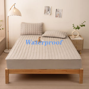 Waterproof Quilted Cotton Mattress Protector Bed Sheet Machine Washable Grid Pattern Design Full/Queen Size Bed Cover Fit 2-15inch thickness Matress