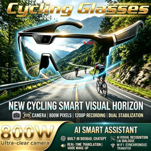 New Technology Cycling Glasses 800W Camera AI Voice Assistant Bluetooth Call Music UV Sun Protection Lightweight Smart Glasses
