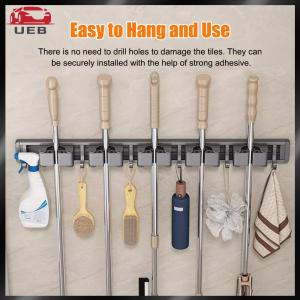 [UEB AUTO]Broom Holder Wall Mount Mop and Broom Hanger Wall Mounted Garage Storage Rack Broom Organizer for Mops and Broom