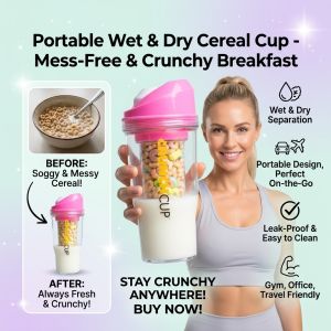 Plastic Cereal Cup Oatmeal Yogurt Cup 2 In 1 Wet Dry Separation Breakfast Bowl Portable Container With Lid Spoon