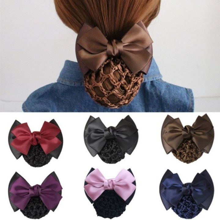 FAPKYL Multi Colors Ribbon Hair Clip Bowknot Hairgrips Net Bun Snood ...