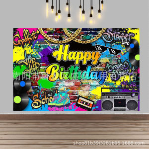 Graffiti 90 Vintage background cloth AliExpress 80 Retro Disco Birthday Party Decoration