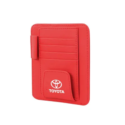 Car Sun Visor Card Pen Bill Storage Holder Organizer Leather Sunglasses Clip For Toyota Vios Hilux Camry Harrier Innova Rush Yaris Alphard Fortuner Vellfire Corolla Cross RAV4
