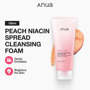 Anua Peach Niacin Spread Cleansing Foam 150ml Gently Exfoliates & Brightens the Skin Hydrating Brightening Facial Cleanser with Peach Extract & Niacinamide