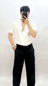 Men’s Slacks Pants Straightleg Double Buttonlock with Pockets Formal Office Business Trousers for Men Slacks na Panglalaki Professional Formal Suit Pants AA14 BLACK (28-38)