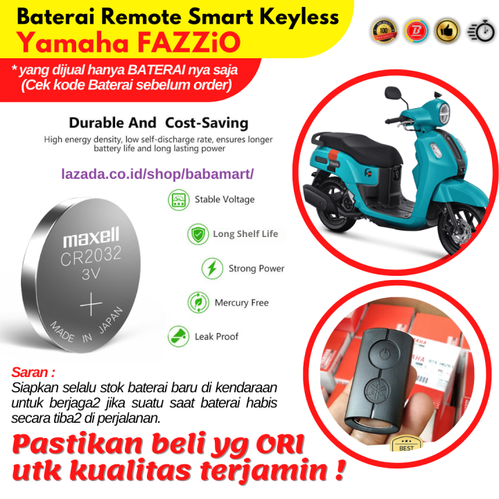 BATERAI REMOT MOTOR YAMAHA FAZZIO SMART KEYLESS ENTRY ORIGINAL