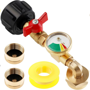 Multifuntional Propanes Grills Connectors with Pressure Gauge Propanes Conversion Fitting Metal Texture for BBQ Setuping