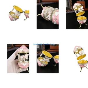 Kirilgu Elegant Jewelry Storage Decorated with Fine Enamel Patterns and Rhinestones Decorative Storage Case K6R8Z