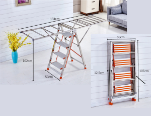 Ladder drying rack dual-use thick multifunctional stainless steel floor folding anti-skid ladder terrace cool hanger