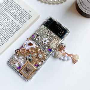 เคสฟักทองหรูหราสำหรับ Samsung Galaxy Z Flip 3 ZFlip3 5G เคสเพชร
