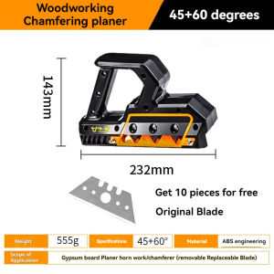 45+60° Chamfer Plane Industrial Grade Non-slip Precision Woodworking Chamfer Plane Portable Multifunctional Woodworking Trimming Tool Woodworking【Gift 10 original blades】 Chamfer Plane