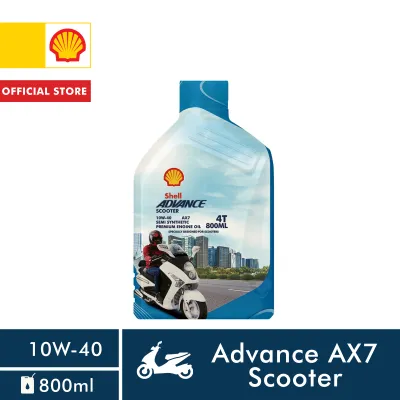 Shell Advance 4T AX7 10W-40 0.8 Liter Scooter Engine Oil with RCE Technology Semi-synthetic 4-Stroke