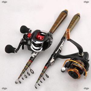 [COD] dfgje 1.2m-2.4m Portable Mini Telescopic Fishing Rod Spinning Fly Carp Fishing Carbon Fiber Rock Travel Jig Rod
