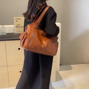 AE Large-capacity vintage tote bag for women 2024 New stylish and textured work and commuting bag short-trip travel crossbody bag