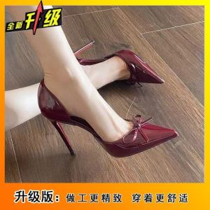 [Free Shipping] Niche And Comfortable Bow-Knot High Heels For Women New Spring/Summer Collection Sweet Style With A Side Cutout Thin Heel And Pointed Toe