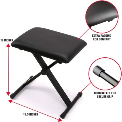 🇸🇬 Heavy Duty Keyboard Stand Piano Bench Set Double X Adjustable Keyboard Stand Piano Stand with Lockable Straps
