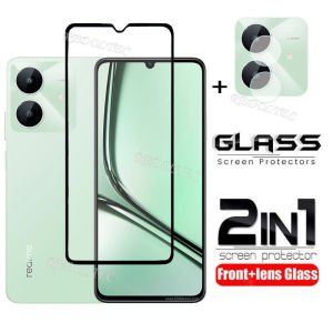 Realme Note 60X 2 in 1 Screen Protector+ Protector Full Cover Full Glue Realme Note60X RealmeNote60X Tempered Glass Film Protection With Camera Flim Protection