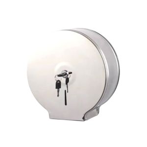 HIV00 Stainless Steel Toilet Paper Roll Box with Key Wall Mount Paper Towel Dispenser Practical Serrated Paper Outlet Toilet Paper Holder Bathroom