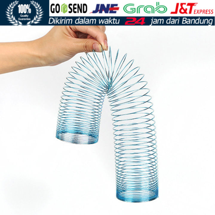 Mainan Per Pegas Metal Slinky Spring Silver Emas Biru Fidget Toys
