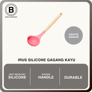 Irus Silikon Gagang Kayu|Wooden Handle Silicone Ladle M5-3