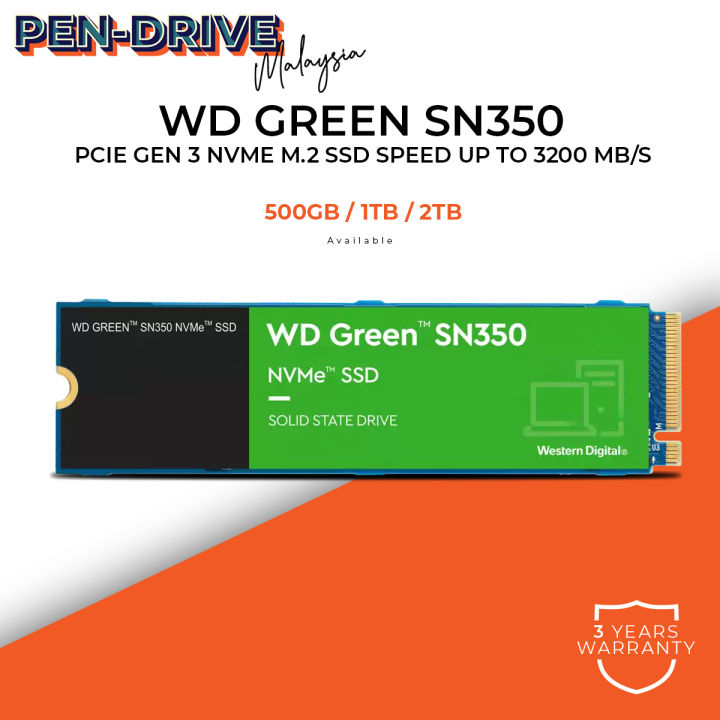 WD Western Digital Green Sn350 Series 500GB / 1TB / 2TB M.2 PCIe NVMe ...