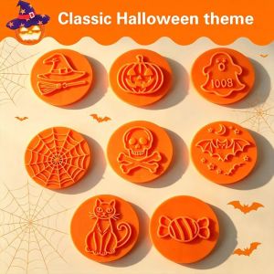 WPOT 3D Embossing Halloween Cookie Cutters Set ic Creative Halloween Baking Tools Spooky Interchangeable Halloween Press Molds Kitchen Gadgets