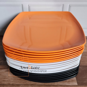 1 Lusin Piring Melamin Kotak Datar 10inc Foodgrade dan Sni