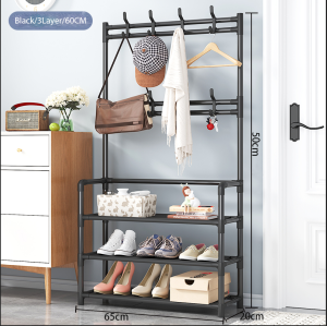 5-Tier Shoe Rack & Coat Rack Multifunctional Floor Standing Organizer With Shoe Storage Multifunctional Floor Coat Rack
