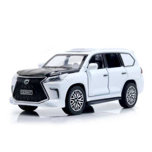 Diecast Mainan Mobil SUV Miniatur Toyota Lexus LX 570 ALLOY Metal Skala 1:36 Mainan Anak Laki-Laki Koleksi Direcast LEXUS Bagian Belakang Buka Pintu Miniatur Diecast Pajangan Meja