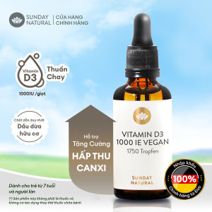 Vitamin D3 thuần Sunday Natural tăng hấp thu canxi Cho Trẻ từ 7 tuổi và người lớn D3 liều cao thuần chay tinh khiết