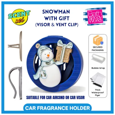 Snowman With Gift Bath & Body Works BBW Car Fragrance Refill Holder 100% Authentic