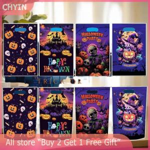 [COD] CHYIN 10 50Pcs Scary Halloween Candy Bags Pumpkin Ghost Snack Cookies Gift Packing Bags Trick Or Treat Bags Halloween Decorations