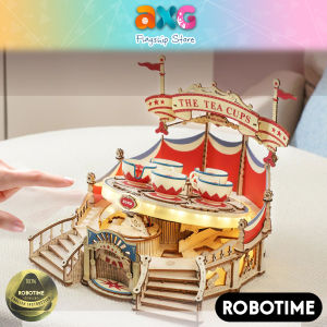 Robotime Rokr DIY Music Box Tilt-A-Whirl 3D Wooden Building Block Amusement Park EA04