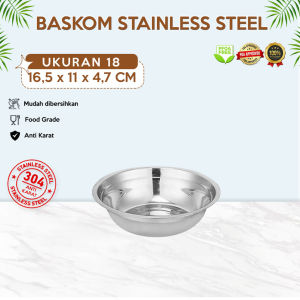 COD Mangkok Baskom Stainless Steel Ukuran 14 16 18 20 22 24 26 28 CM SUS 304 Mangkok Stainless Steel Tebal Anti Karat Serbaguna Tahan Gores Free Ongkir