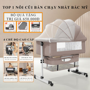 Nôi điện tự động điều khiển từ xa cho bé kết nối bluetooth có màn chống muỗi và phát nhạc tặng kèm  túi đựng cao cấp BH 2 năm