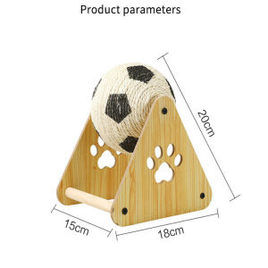 Durable Sisal Cat Scratching Ball Natural Wood Frame Interactive Toy