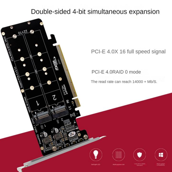 Double-Sided 4-Disk NVME RAID Card PCIeX16 to M.2 M-Key NVMEx4SSD 2U ...