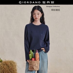 Giordano Women Seam detail long sleeve confetti knit tee Free Shipping 18326830
